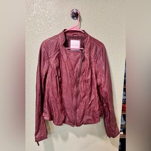 Maurices Women's Deep Red Leather Jacket size 1